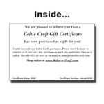 Printed Gift Certificate Card Inside
